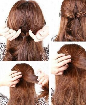 春季简单韩式优雅长发发型扎法